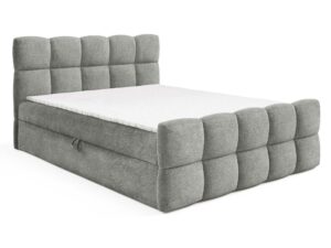 Miniaturka 9 - Łóżko szare z pikowanym zagłówkiem kostkowym perspektywa