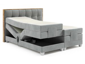 Miniaturka 9 - Łóżko z drewnianą ramą z otwartym pojemnikiem na pościel