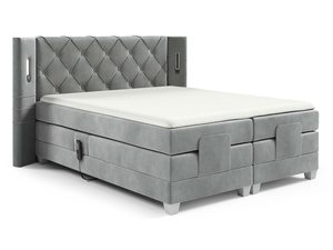 Miniaturka 1 - Nowoczesne łóżko elektrycznie regulowane pikowane zagłowie Skin