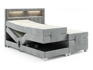 Miniaturka 1 - Szare łóżko kontynentalne elektryczne z otwartym pojemnikiem na pościel