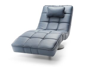 Miniaturka 4 - Niebieski szezlong relaksacyjny skórzany pikowany perspektywa