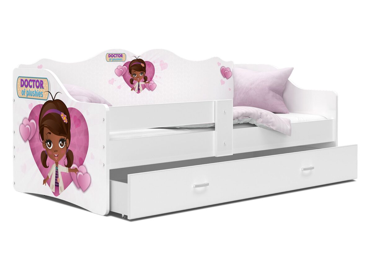 Łóżko dziecięce Rima 160 z szufladą i nadrukiem