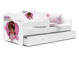 Miniaturka 3 - Łóżko dziecięce białe z motywem dziewczynki i serduszkami perspektywa