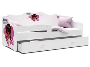 Miniaturka 4 - Białe łóżko dziecięce z motywem dziewczynki i serduszkami inna perspektywa