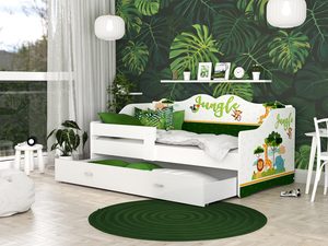 Miniaturka 21 - Łóżko dziecięce z motywem dżungli ze zwierzątkami w pokoju chłopca