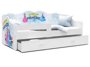 Miniaturka 7 - Łóżko dziecięce białe z motywem śnieżnej księżniczki i otwartą szufladą