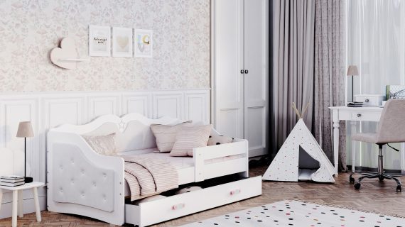 Miniaturka 7 - Łóżko dziecięce Emi T 1608 K tapicerowane z barierką