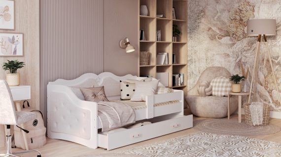 Miniaturka 6 - Łóżko dziecięce Emi T 1608 K tapicerowane z barierką