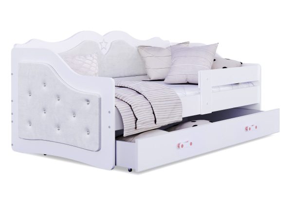 Łóżko dziecięce Emi T 1608 K tapicerowane z barierką