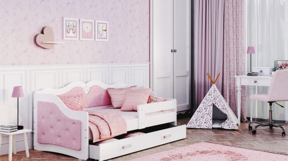 Miniaturka 9 - Łóżko dziecięce Emi T 1608 K tapicerowane z barierką