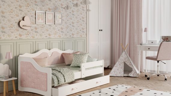 Miniaturka 8 - Łóżko dziecięce Emi T 1608 K tapicerowane z barierką