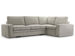 Miniaturka 4 - Jasnoszary narożnik sztruksowy w kształcie L z poduszkami oparcia