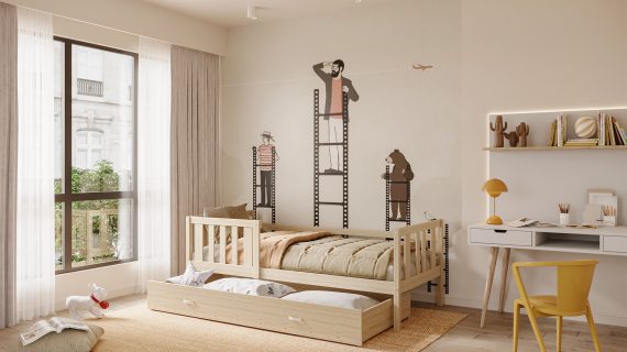 Miniaturka 3 - Łóżko parterowe Bambi z barierką ochronną 190×80