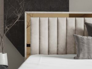 Miniaturka 47 - Zagłówek tapicerowany kremowy ze złotą ramką detal