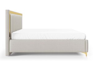 Miniaturka 4 - Kremowe łóżko tapicerowane ze złotymi elementami profil