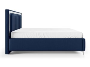 Miniaturka 10 - Łóżko granatowe tapicerowane ze srebrnymi elementami profil