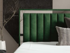 Miniaturka 57 - Łóżko tapicerowane zielone z eleganckim pikowanym zagłówkiem