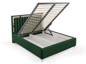 Miniaturka 39 - Zielone łóżko tapicerowane ze srebrnymi detalami widok ukośny