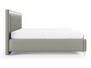 Miniaturka 19 - Szare łóżko tapicerowane z pionowym pikowaniem zagłówka