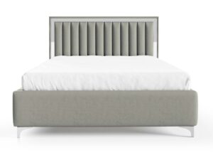 Miniaturka 22 - Tapicerowane łóżko szare z eleganckim pikowanym zagłówkiem