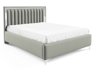 Miniaturka 20 - Szare łóżko tapicerowane ze srebrnymi detalami eleganckie