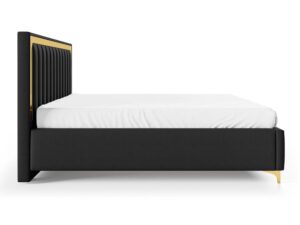 Miniaturka 24 - Łóżko czarne tapicerowane ze złotymi elementami profil