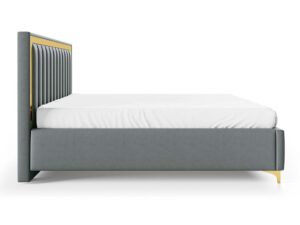 Miniaturka 28 - Szare łóżko tapicerowane ze złotymi elementami profil