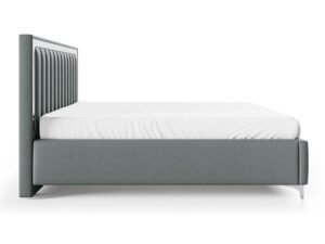 Miniaturka 30 - Szare łóżko tapicerowane ze srebrnymi elementami eleganckie