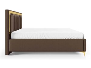 Miniaturka 6 - Tapicerowane łóżko brązowe ze złotymi elementami profil