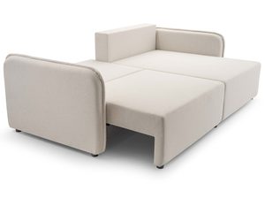 Miniaturka 5 - Beżowy narożnik tapicerowany w kształcie L rozłożony funkcja spania