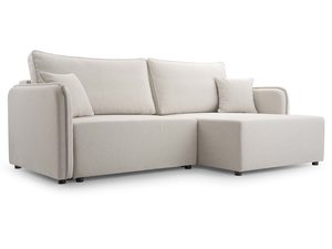 Miniaturka 7 - Narożnik tapicerowany beżowy w kształcie L z poduszkami perspektywa