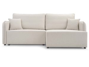 Miniaturka 1 - Narożnik tapicerowany beżowy w kształcie L z poduszkami frontalny