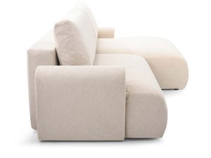 Miniaturka 6 - Kremowy narożnik tapicerowany nowoczesny z szezlongiem profil boczny