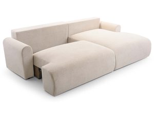 Miniaturka 5 - Narożnik tapicerowany kremowy nowoczesny z szezlongiem tył konstrukcja