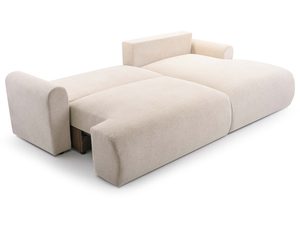 Miniaturka 4 - Kremowy narożnik tapicerowany nowoczesny rozłożony funkcja spania