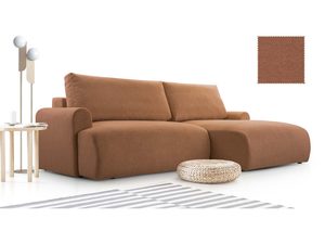 Miniaturka 17 - Ceglasty narożnik tapicerowany nowoczesny z szezlongiem i lampą aranżacja