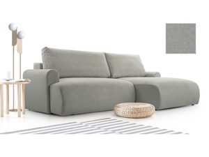 Miniaturka 16 - Szary narożnik tapicerowany nowoczesny z szezlongiem i lampą aranżacja