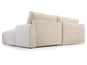 Miniaturka 1 - Kremowy narożnik tapicerowany nowoczesny z szezlongiem tył konstrukcja