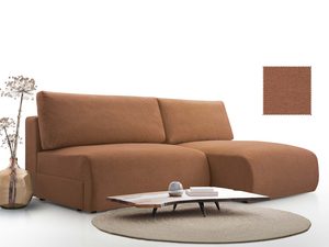 Miniaturka 11 - Ceglasty narożnik tapicerowany nowoczesny z szezlongiem prawy i stolikiem aranżacja