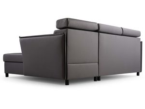 Miniaturka 4 - Szary narożnik tapicerowany w kształcie L prawy tył konstrukcja oparcie