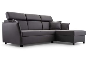 Miniaturka 2 - Narożnik szary tapicerowany w kształcie L prawy z poduszkami perspektywa