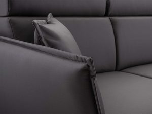 Miniaturka 7 - Detal tapicerki szarego narożnika podłokietnik i poduszka zbliżenie