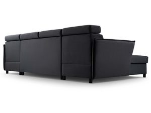 Miniaturka 7 - Narożnik welurowy grafitowy w kształcie U tył konstrukcja oparcie