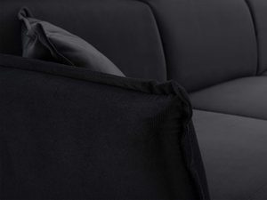 Miniaturka 8 - Detal tapicerki grafitowego narożnika welurowego podłokietnik i poduszka zbliżenie