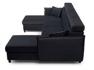 Miniaturka 4 - Grafitowy narożnik welurowy w kształcie U z regulowanymi zagłówkami perspektywa