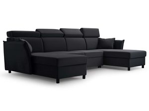 Miniaturka 3 - Grafitowy narożnik welurowy w kształcie U z regulowanymi zagłówkami perspektywa