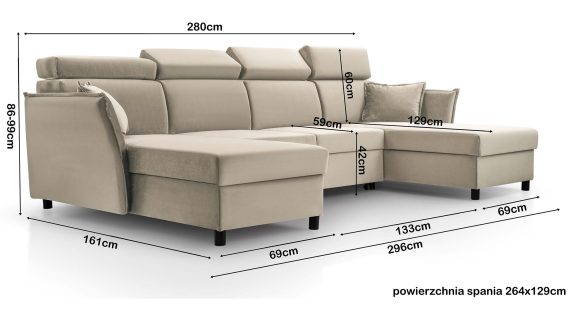 Miniaturka 17 - Narożnik Nowoczesny Rozkładany Z Pojemnikiem Tuli U