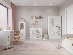 Miniaturka 11 - Zestaw mebli dziecięcych z motywem kucyka baletowego w pokoju dziewczynki