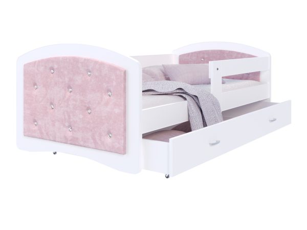 Łóżko dziecięce Mia 1608 K białe tapicerowane