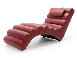 Miniaturka 1 - Koralowy szezlong relaksacyjny skórzany z zagłówkiem perspektywa